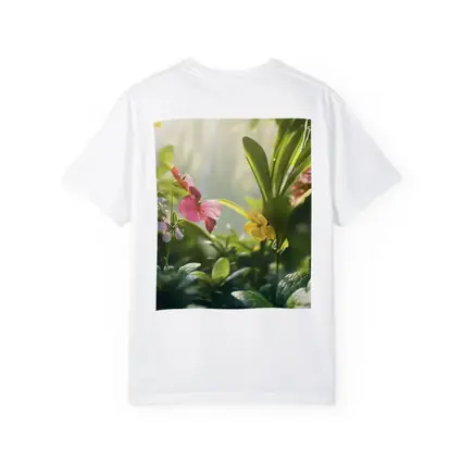 Tropical Flowers Garden Sunlit Green Leaves