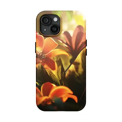 Tropical Flowers Warm Sunlit Garden Scene