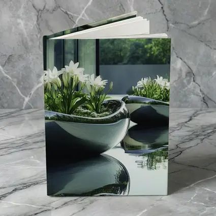 Modern Stone Planters White Lilies Poolside