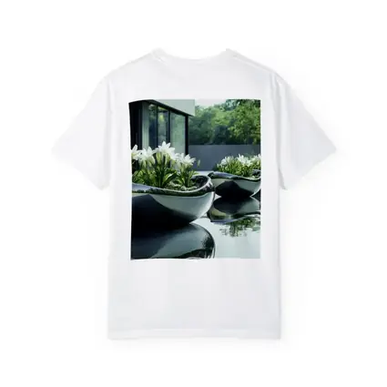 Modern Stone Planters White Lilies Poolside
