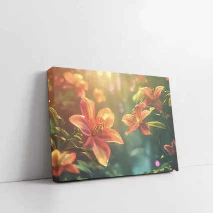 Orange Lilies Blooming in Sunlit Forest