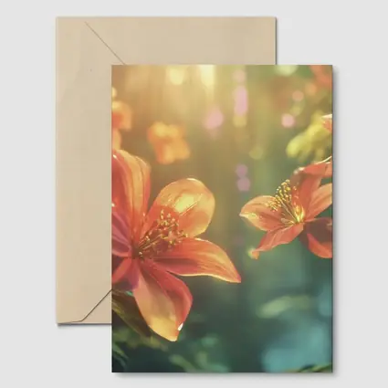 Orange Lilies Blooming in Sunlit Forest