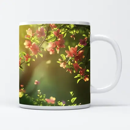 Pink Cherry Blossoms Soft Green Garden Background
