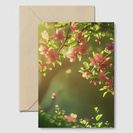 Pink Cherry Blossoms Soft Green Garden Background