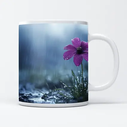 Purple Flower Standing Alone In Rain