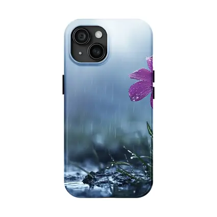 Purple Flower Standing Alone In Rain