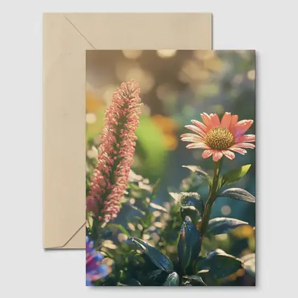 Pink Gerbera Daisy Garden Sunlit Scene