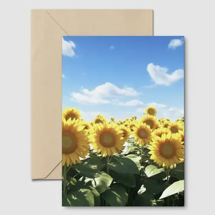 Sunflower Field Under Bright Blue Sky