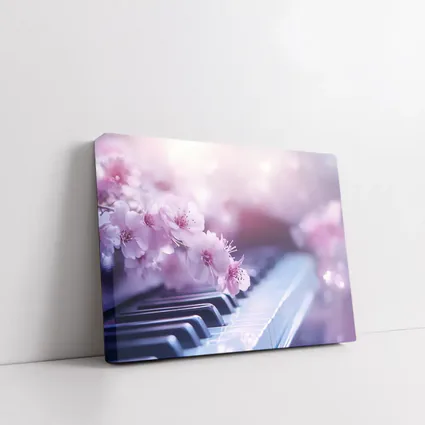 Cherry Blossoms Resting On Piano Keys
