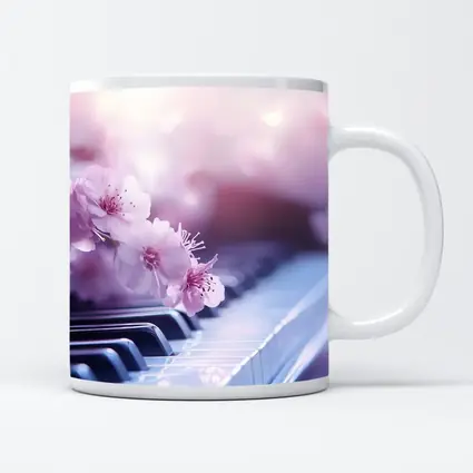 Cherry Blossoms Resting On Piano Keys