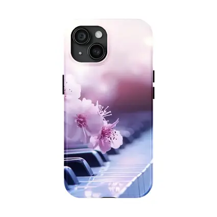 Cherry Blossoms Resting On Piano Keys