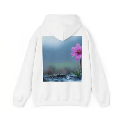 Pink Cosmos Flower Standing in Heavy Rain
