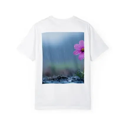 Pink Cosmos Flower Standing in Heavy Rain