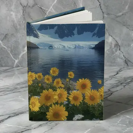 Sunflowers Blooming by Arctic Mountain Lake