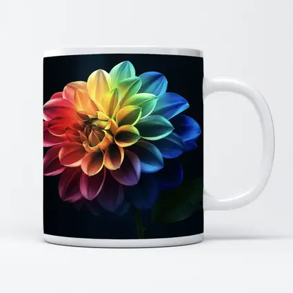 Rainbow Dahlia Flower Dark Background