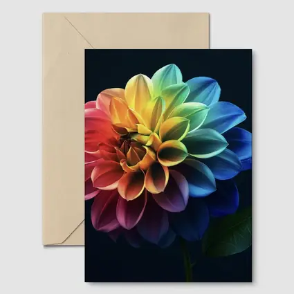 Rainbow Dahlia Flower Dark Background