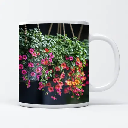 Pink Calibrachoa Flowers Hanging Basket Garden