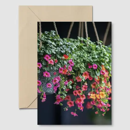 Pink Calibrachoa Flowers Hanging Basket Garden