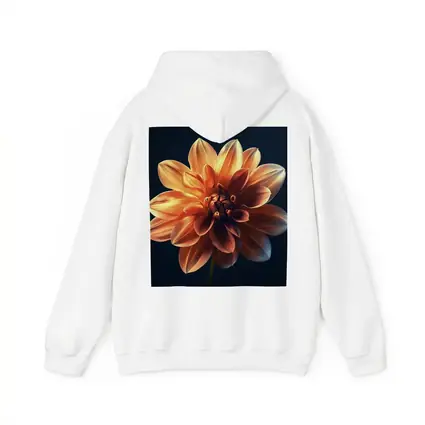 Orange Dahlia Flower Dark Blue Background