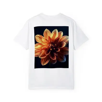 Orange Dahlia Flower Dark Blue Background