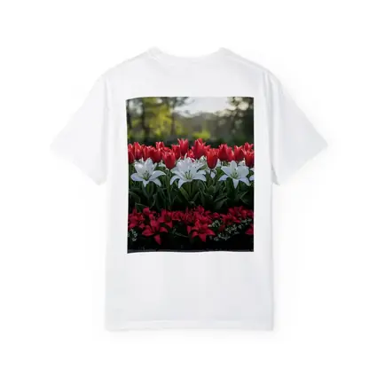 Red White Tulips Lilies Garden Flower Bed