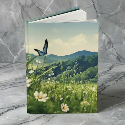 Blue Butterfly Meadow Daisies Green Hills
