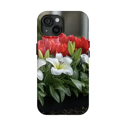 Red Tulips White Lilies Garden Planter