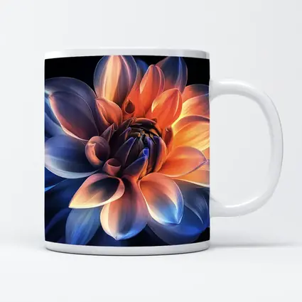 Dahlia Flower Blue Orange Dark Background