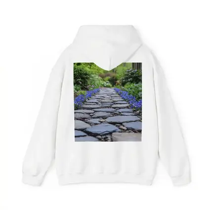 Stone Garden Path Blue Flowers Spring