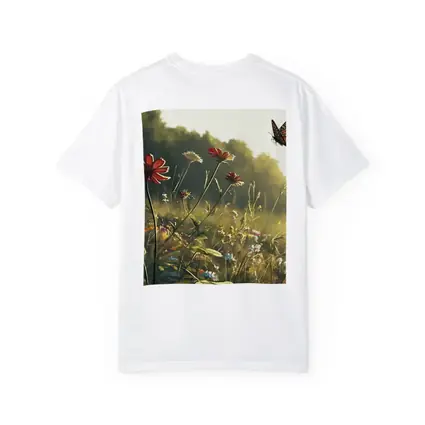 Monarch Butterfly Over Sunny Wildflower Meadow