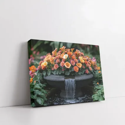 Orange Roses Calla Lilies Garden Fountain