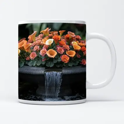 Orange Roses Calla Lilies Garden Fountain