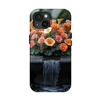 Orange Roses Calla Lilies Garden Fountain