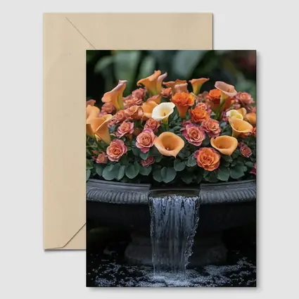 Orange Roses Calla Lilies Garden Fountain