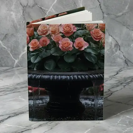 Peach Roses Garden Fountain Floral Arrangement