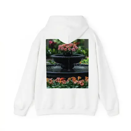 Black Garden Fountain Pink Roses Flowers