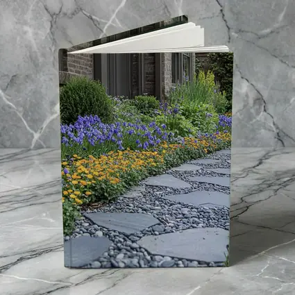 Iris Flower Garden Stone Path Backyard