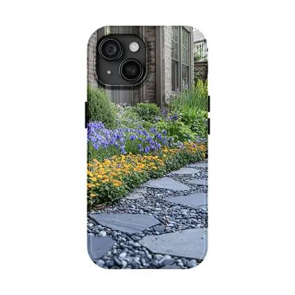Iris Flower Garden Stone Path Backyard