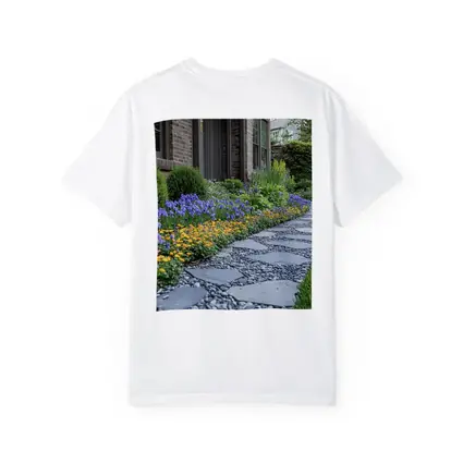 Iris Flower Garden Stone Path Backyard
