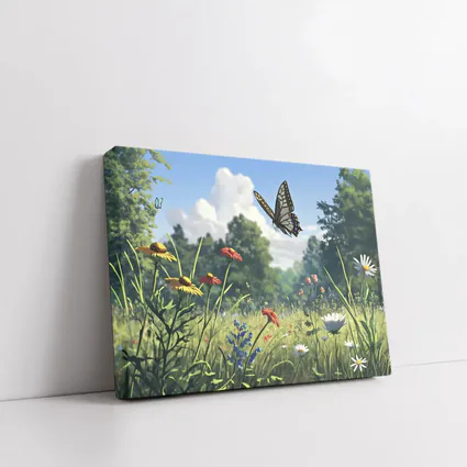 Swallowtail Butterfly Over Wildflower Meadow