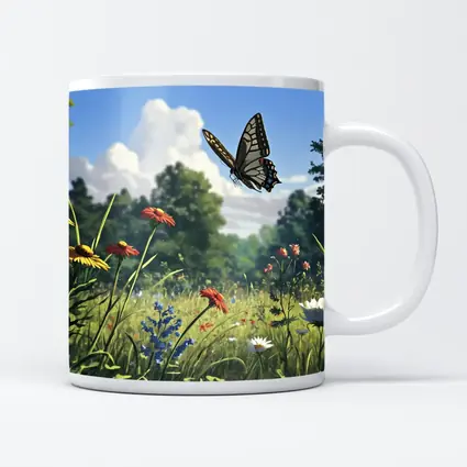 Swallowtail Butterfly Over Wildflower Meadow