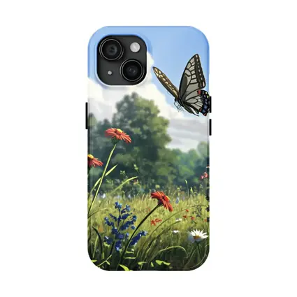 Swallowtail Butterfly Over Wildflower Meadow