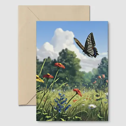Swallowtail Butterfly Over Wildflower Meadow