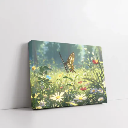 Swallowtail Butterfly Sunny Wildflower Meadow Art