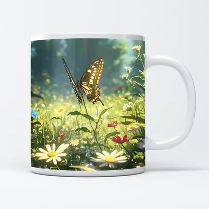 Swallowtail Butterfly Sunny Wildflower Meadow Art