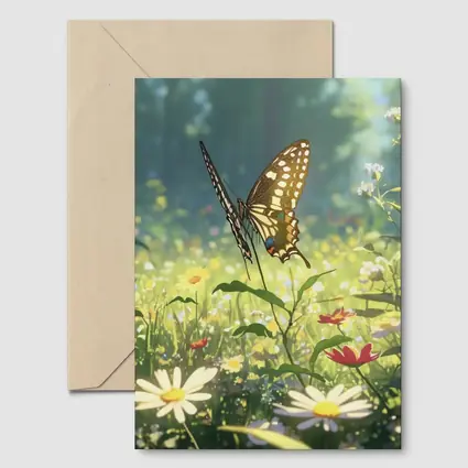Swallowtail Butterfly Sunny Wildflower Meadow Art