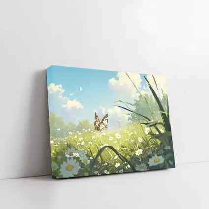 Butterfly Over Daisy Field Anime Style