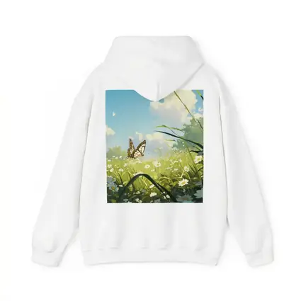 Butterfly Over Daisy Field Anime Style