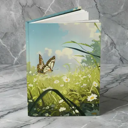 Butterfly Over Daisy Field Anime Style