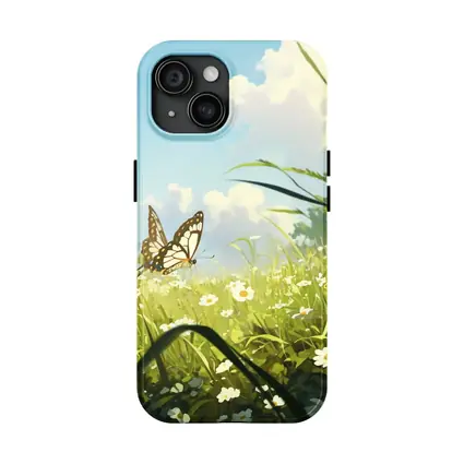 Butterfly Over Daisy Field Anime Style